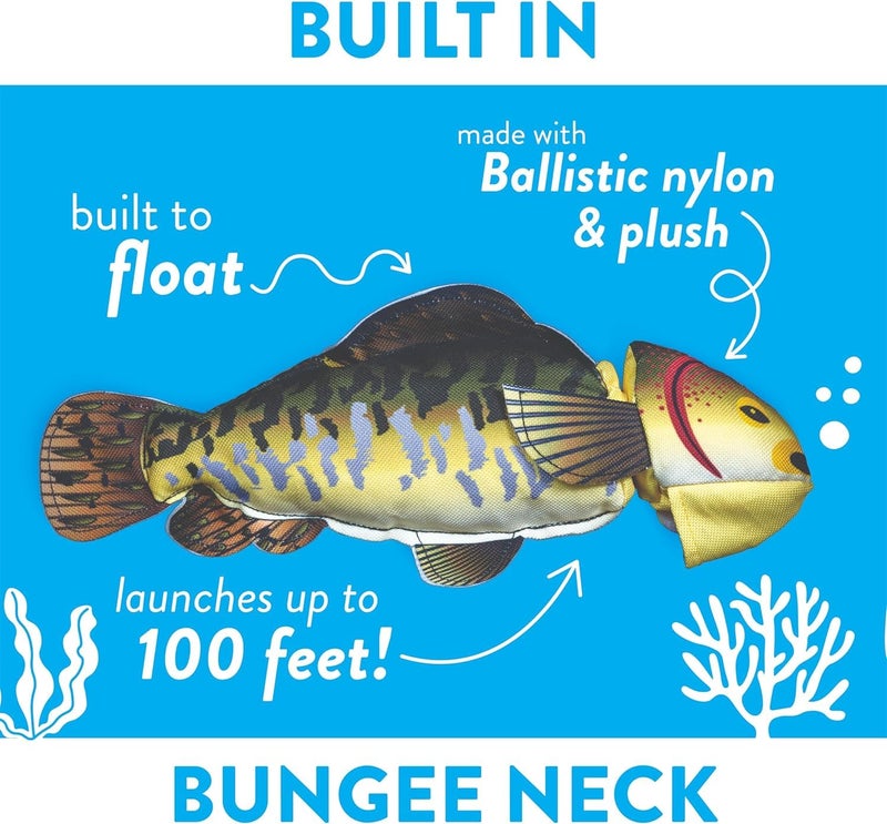 Spunky Pup Fly & Fetch Dog Toy - Durable, Floating, Interactive Bungee Launcher for Fetch and Water Play, Plush Fish - Image 2